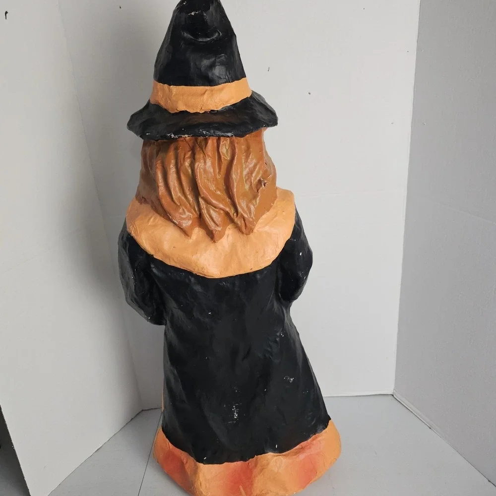 Vintage Halloween Paper Mache Scary Witch Trick Or Treater Greeter Y2K 90s 32